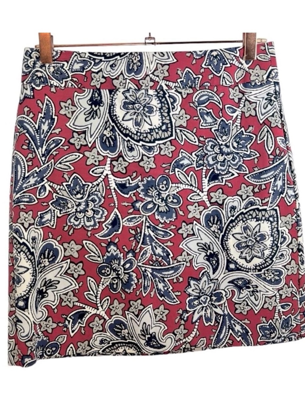 LOFT Outlet Pink Blue Floral Paisley Mini Skirt Size 2P Preppy Business Casual